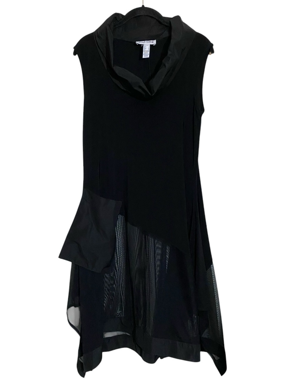 Joseph Ribkoff Black Asymmetrical Tunic 8 Cowl Neck Lagenlook Avant Garde Artsy - Picture 2 of 14